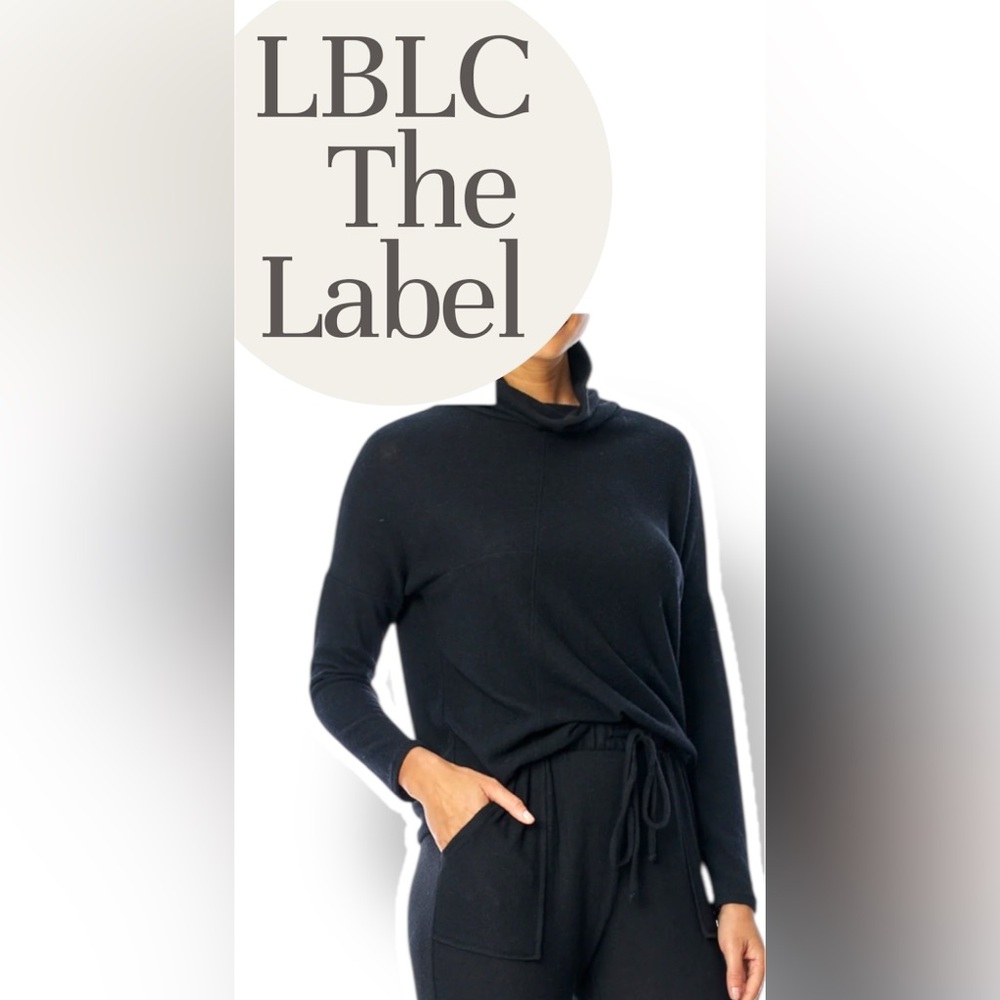 LBLC The Label-Black MINI MIMI Elegant Black Soft Mini Neck Blouse. Sz L NWT